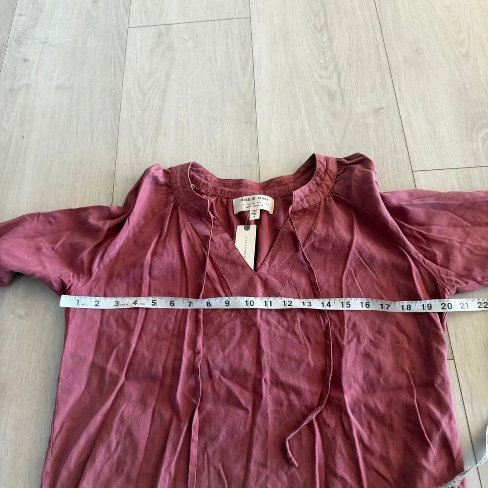 Anthropologie Cloth & Stone Becky Blouse Tencel Mauve Tunic Top Size S